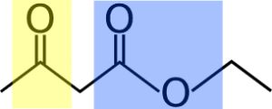 Gruppo chetonico e gruppo esterico che compongono il β-chetoestere