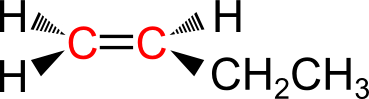 Esempio di Alcano asimmetrico 1-butene che è un esempio di alcano asimmetrico