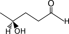 molecola di (S)-4-idrossipentanale con un gruppo Oh e uno aldeidico
